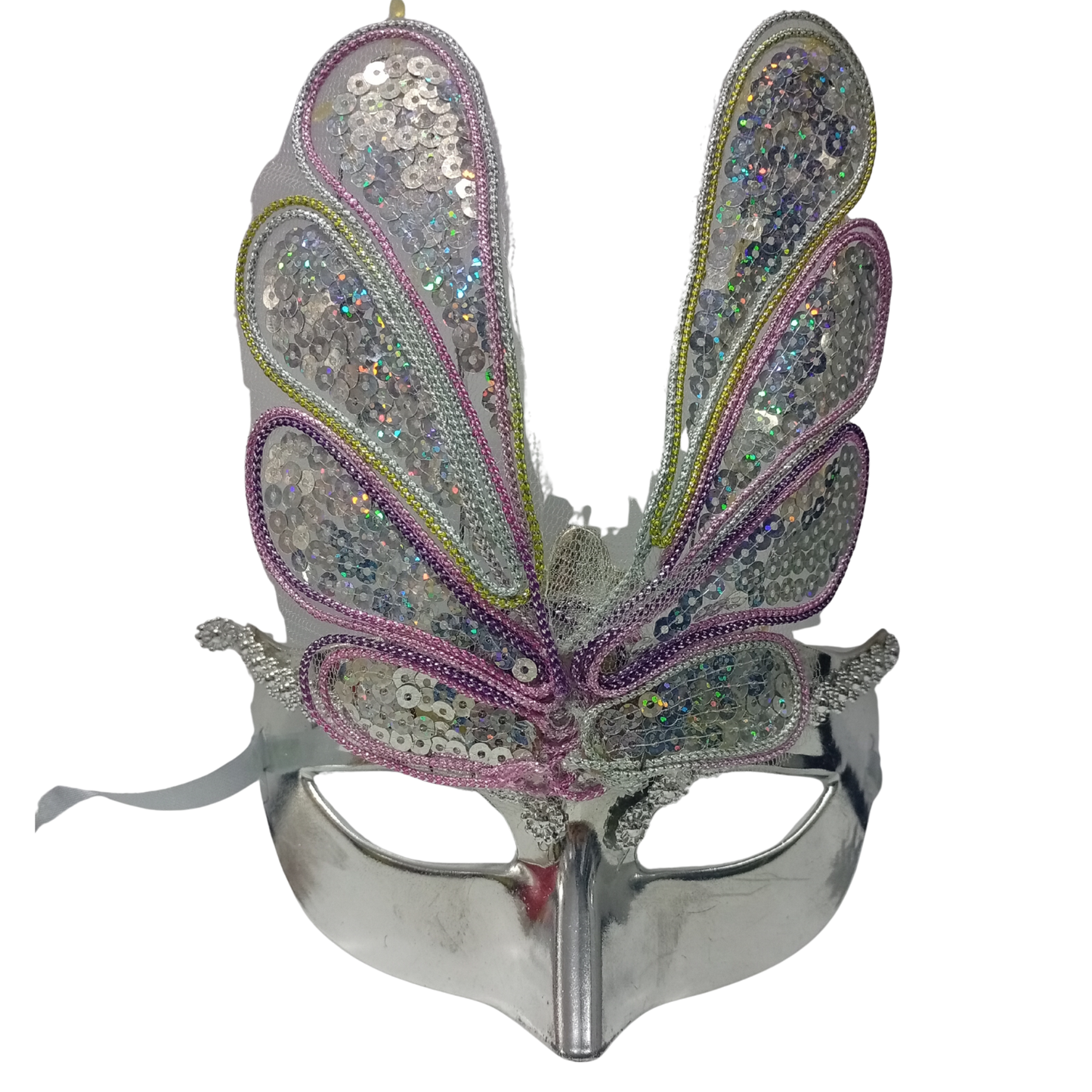 Antifaz Veneciano Unisex con Lentejuelas Plateadas