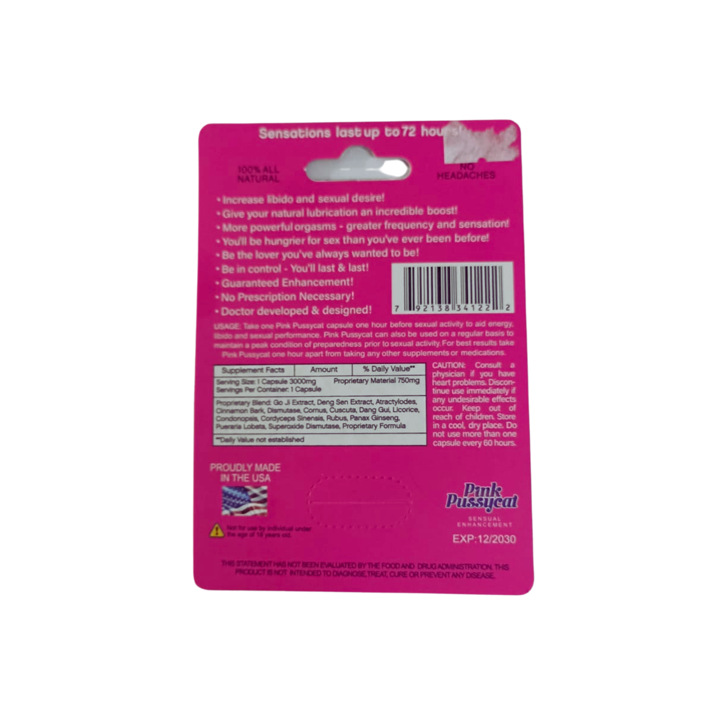 Pink Pussycat – Potenciador Femenino Sensual Enhancement 72 Horas