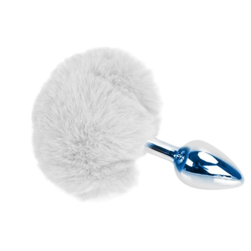 Plug Anal Metálico con Cola de Conejo – 7cm Total 4cm Insertable Principiantes Juegos de Rol