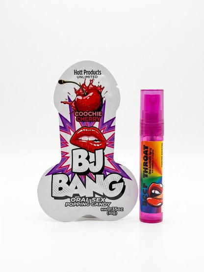 Kit Placer Oral: Dulce Efervescente BJ Bang + Spray Anestésico Deep Throat