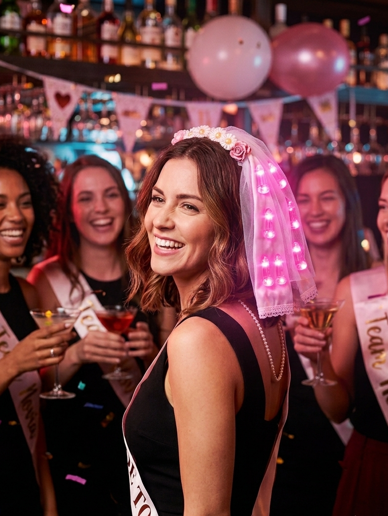 Velo de novia con luces para despedida de soltera