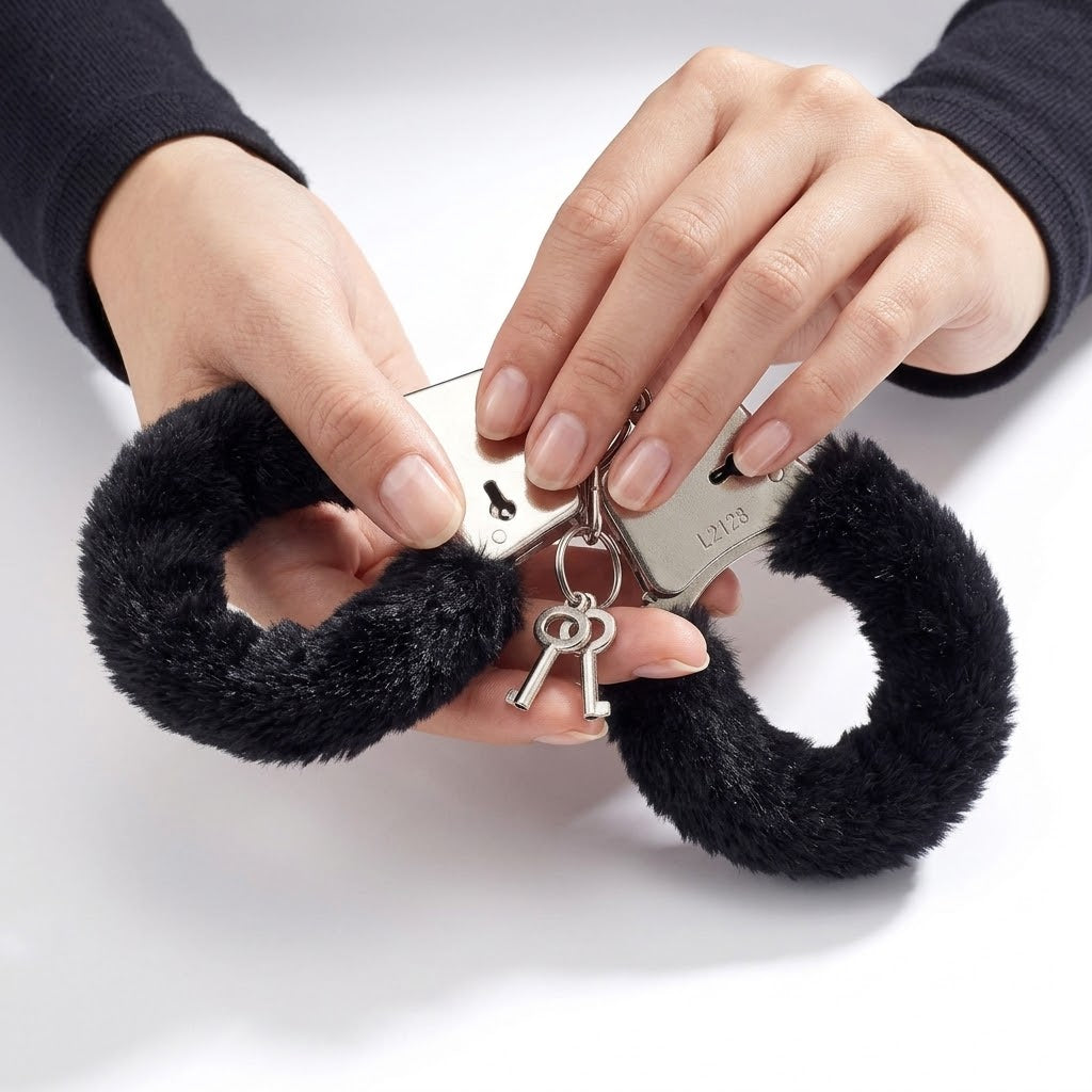 Esposas con Peluche Negro y Llave