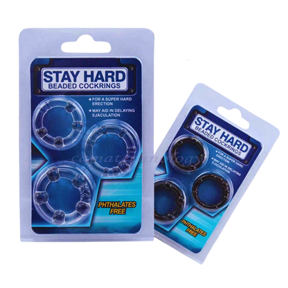Stay Hard Beaded Cockrings - Set de 3 Anillos con Textura