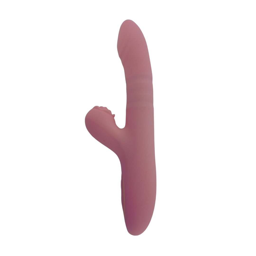 Vibrador telescópico color rosa oscuro, vista lateral izquierda