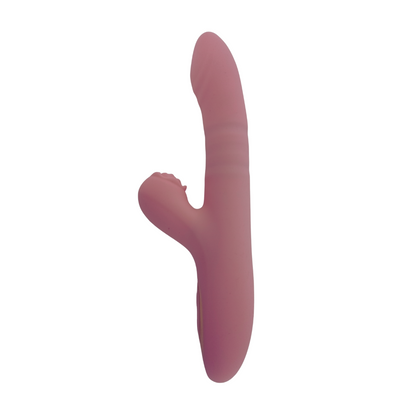 Vibrador telescópico color rosa oscuro, vista lateral izquierda