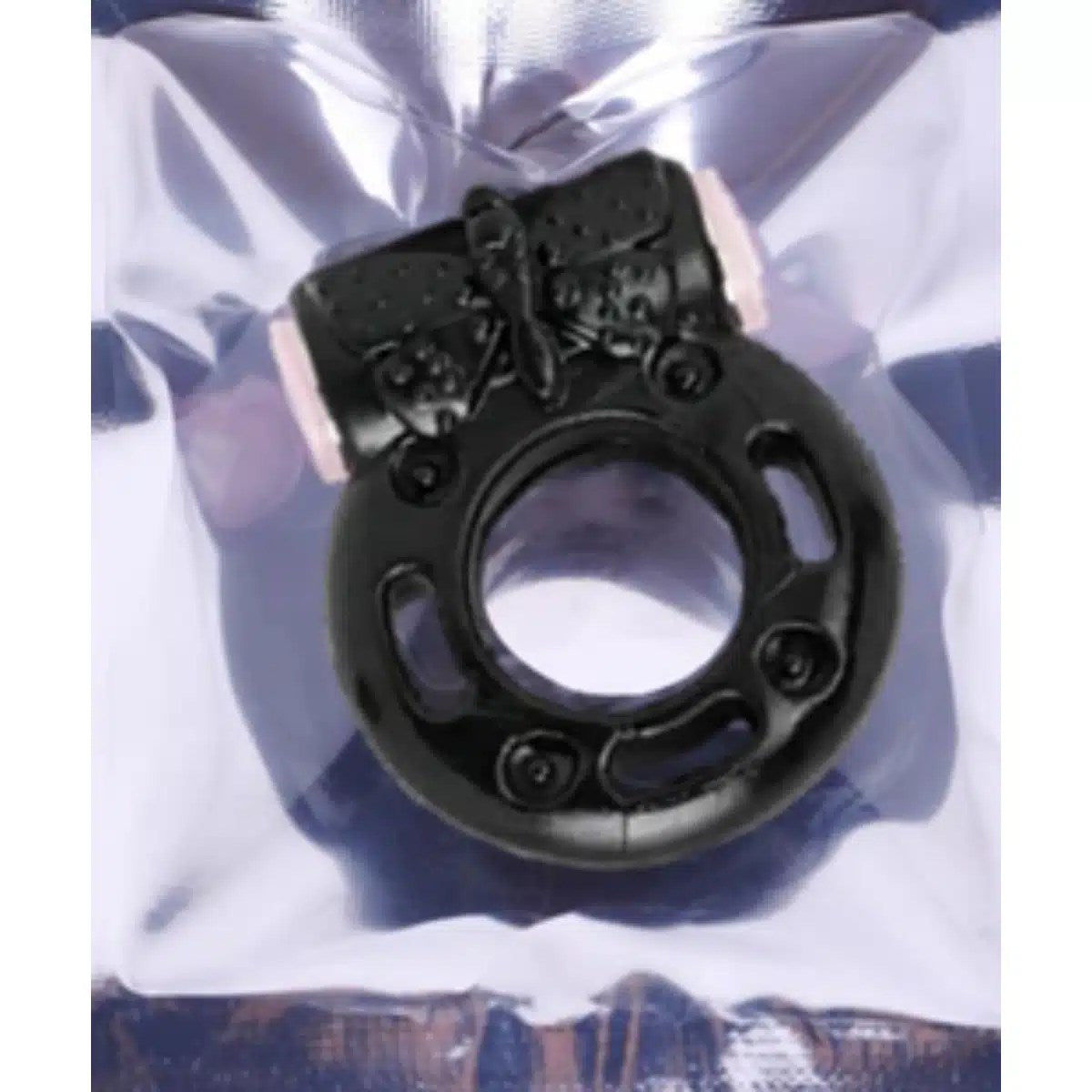 Anillo Vibrador Basico con Vibrador de Pilas Negro