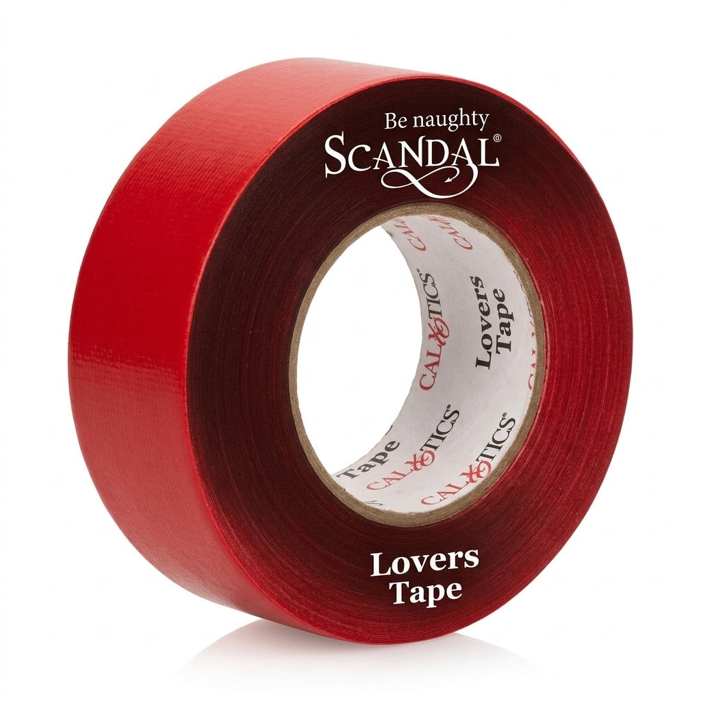 Vista del rollo de cinta roja Lovers Tape con marca CalExotics