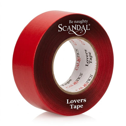 Vista del rollo de cinta roja Lovers Tape con marca CalExotics