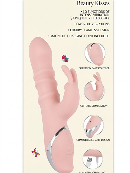 Beauty Kisses - Vibrador Rabbit con Estimulación Dual y Movimiento Telescópico