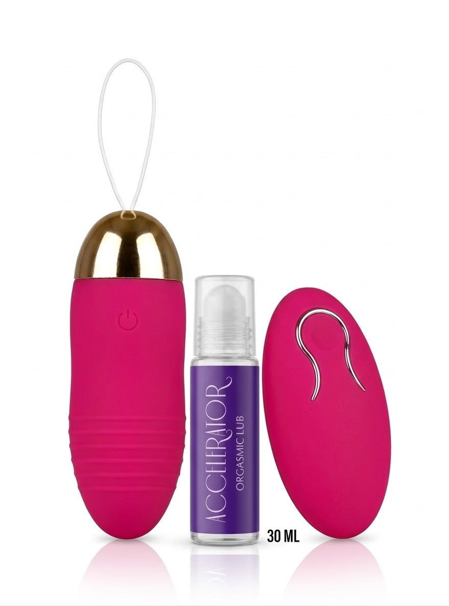 Kit Bala Vibradora con Control Remoto Inalámbrico + Lubricante Acelerador de Orgasmo 30 ml