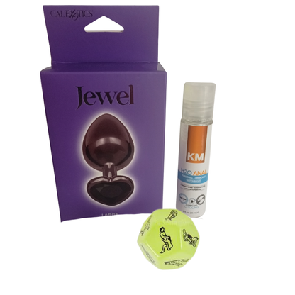 Kit Parejas Exploración Anal — Plug Jewel + Lubricante Cooling + Dado