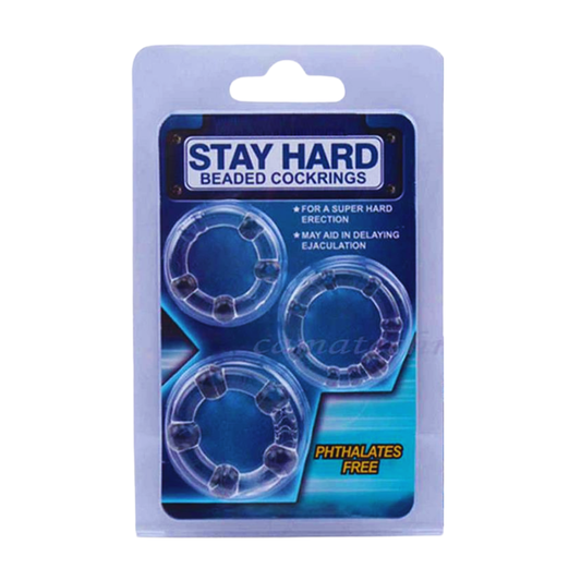 Stay Hard Beaded Cockrings - Set de 3 Anillos con Textura