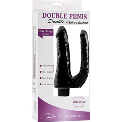 Double Penis Double Experience - Vibrador Doble Penetración Negro 21 cm