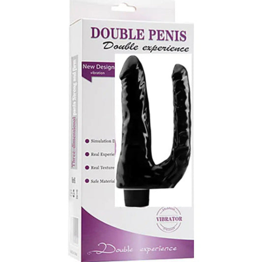 Double Penis Double Experience - Vibrador Doble Penetración Negro 21 cm