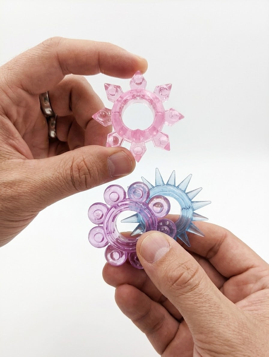 Set de 3 Anillos para Pene con Textura - Silicona Suave y Flexible