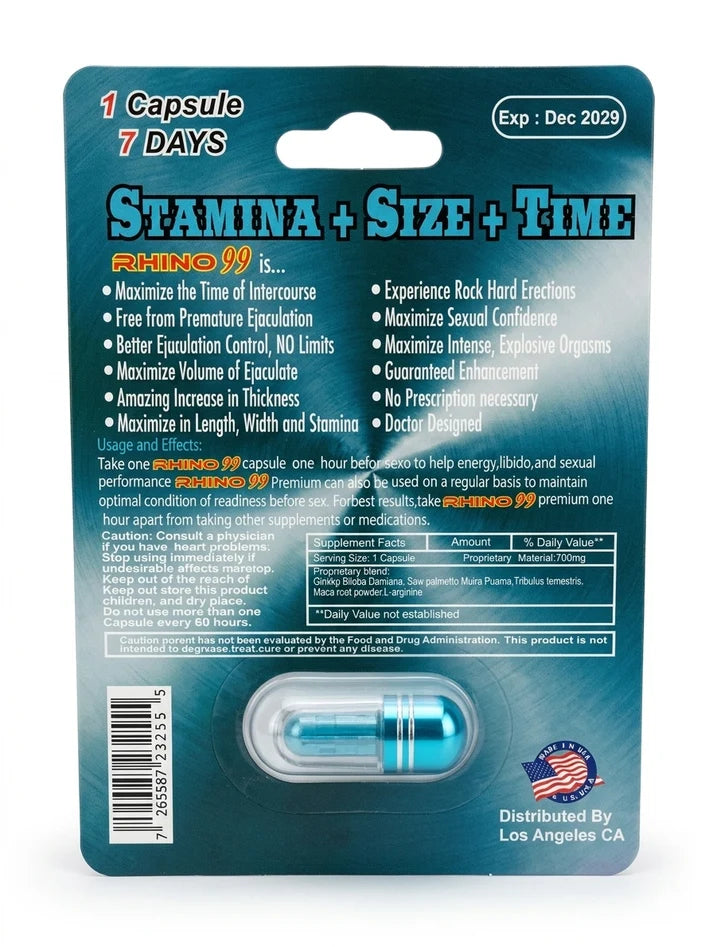 Rhino 99 100000K Twin Double Shot | Suplemento de Hierbas Naturales