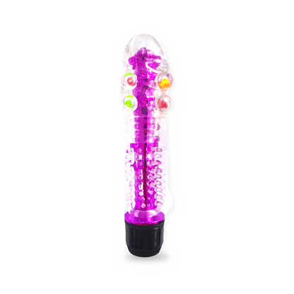 Vibrador Translúcido  con Funda Desmontable y Protuberancias Multicolor