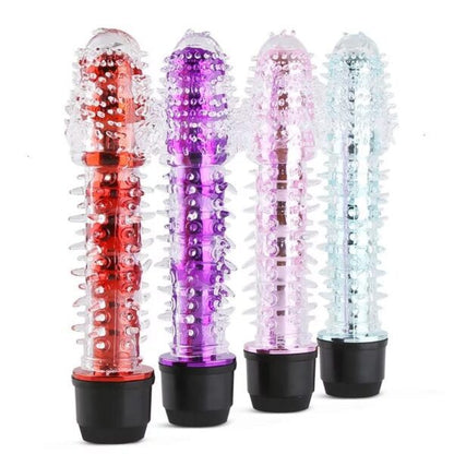 Set de 4 vibradores en espiral TPE transparente en colores rojo, púrpura, rosa y azul claro